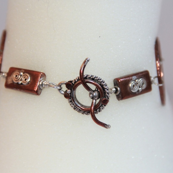 Copper Plating and Silver Scrollwork Bracelet - Picture 5 of 8